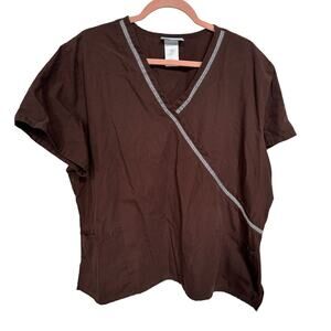 SB Scrubs 2XG XXL Dark Espresso Top Veterinary Medical Dental Polyester Cotton
